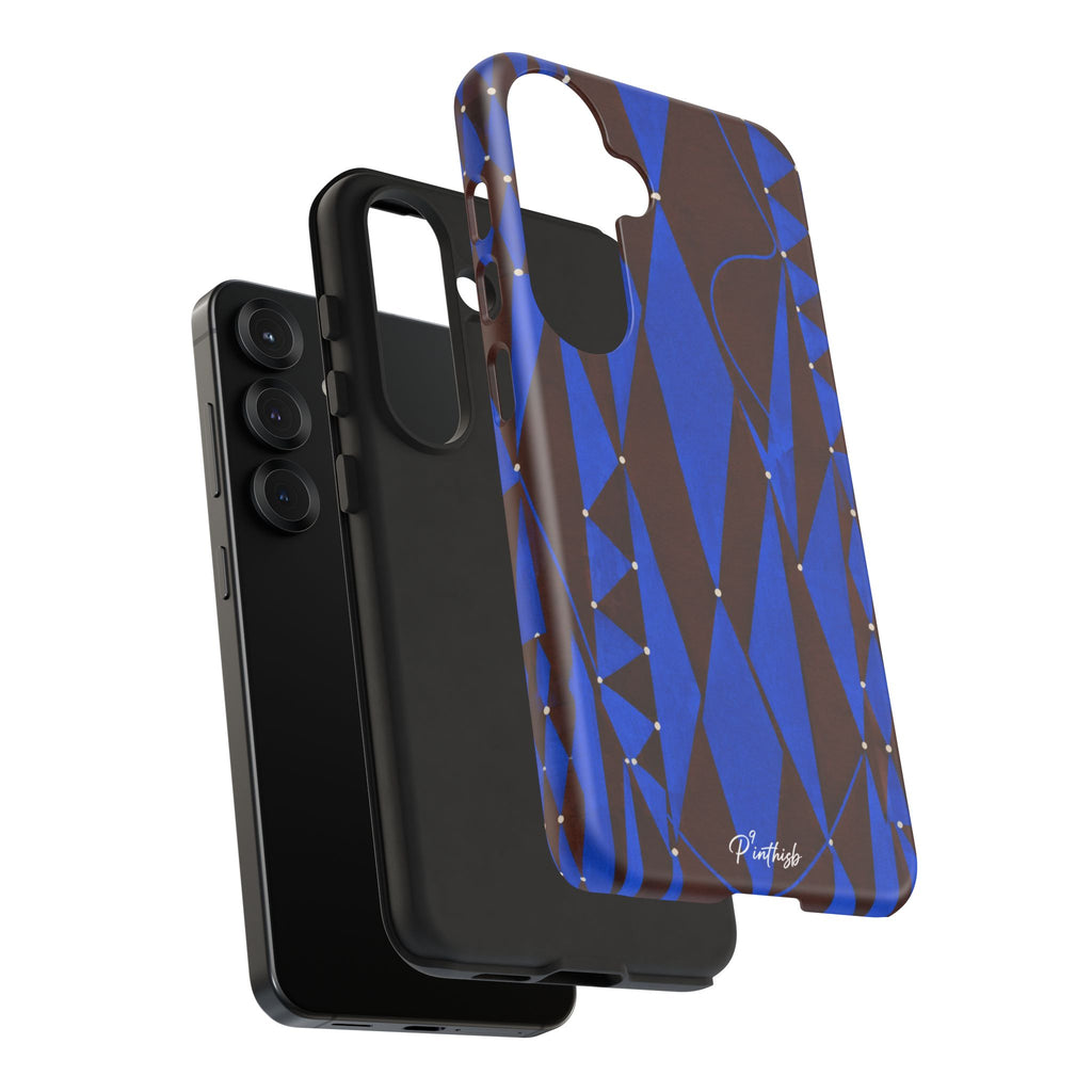 Geometric Blue Diamond Tough Phone Case