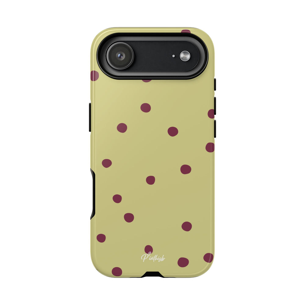 Yellow & Burgundy Polka Dot Tough Phone Case