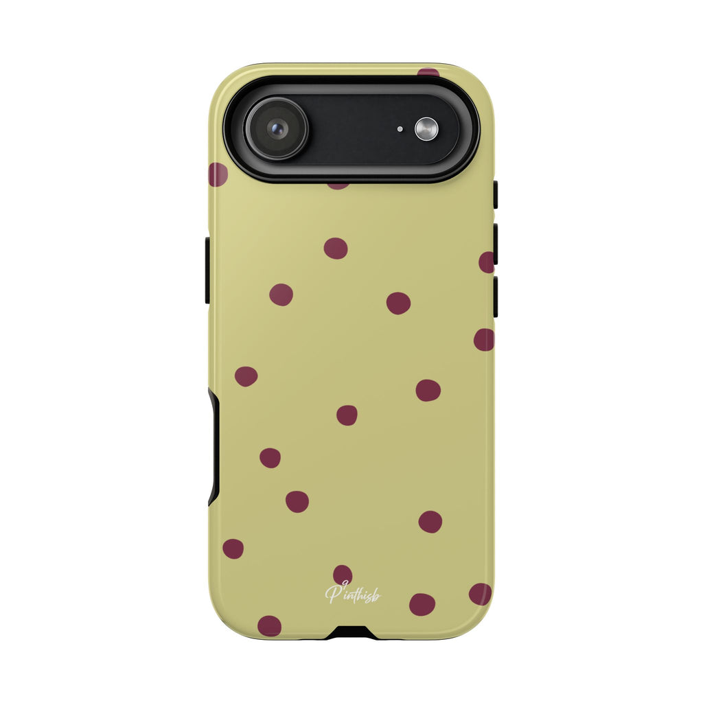 Yellow & Burgundy Polka Dot Tough Phone Case