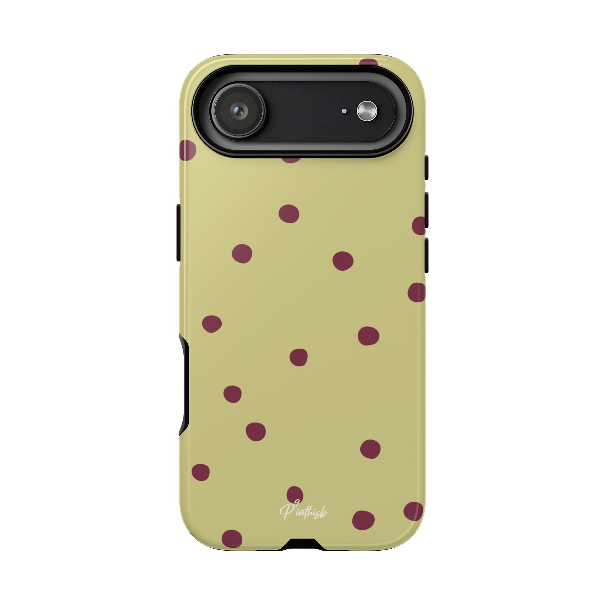 Yellow & Burgundy Polka Dot Tough Phone Case