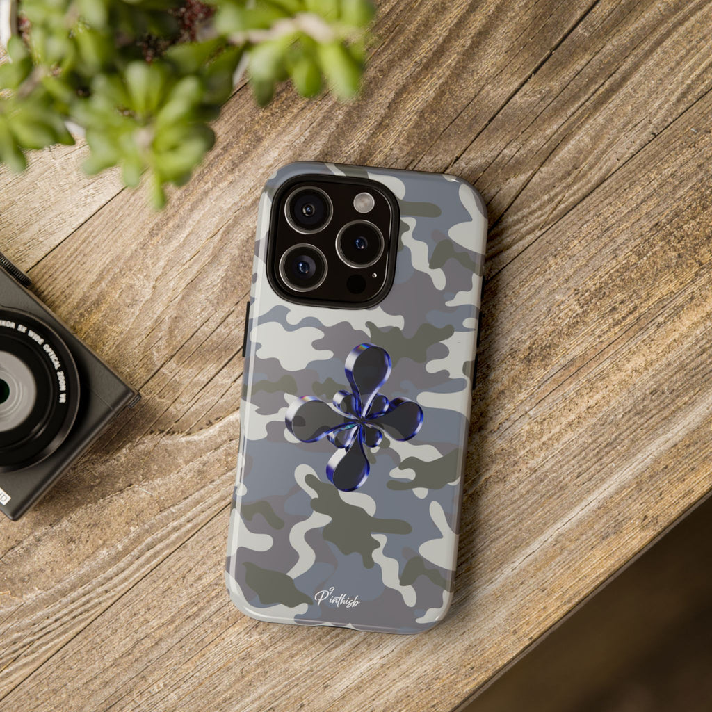 Camouflage with Blue Metallic Clover Tough Case
