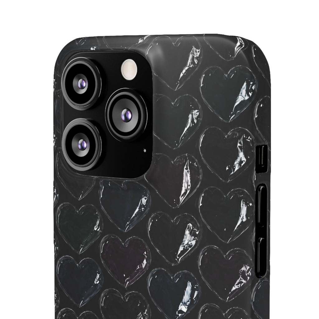 Black Pop Hearts Snap Case