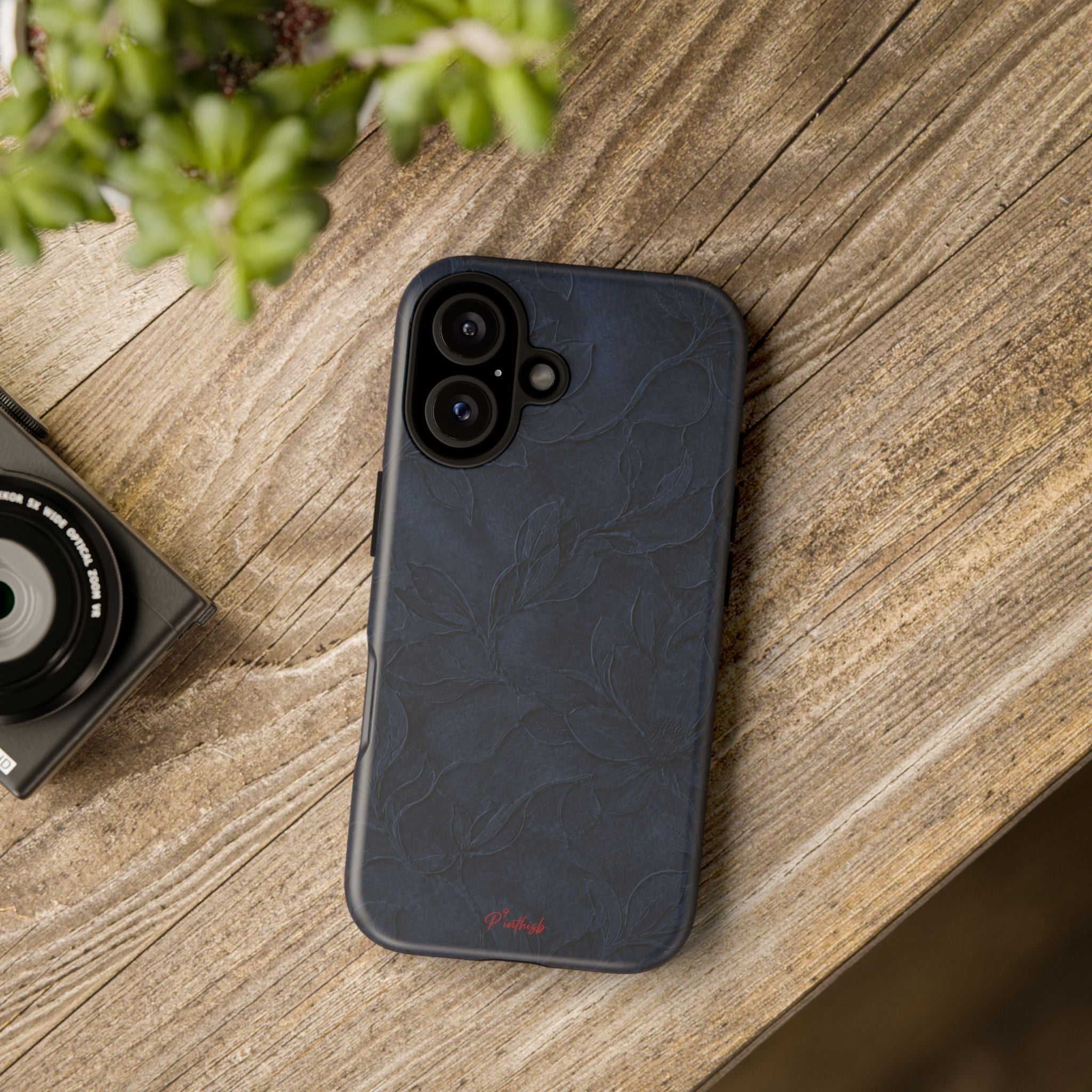 Navy Floral Textured Tough Case