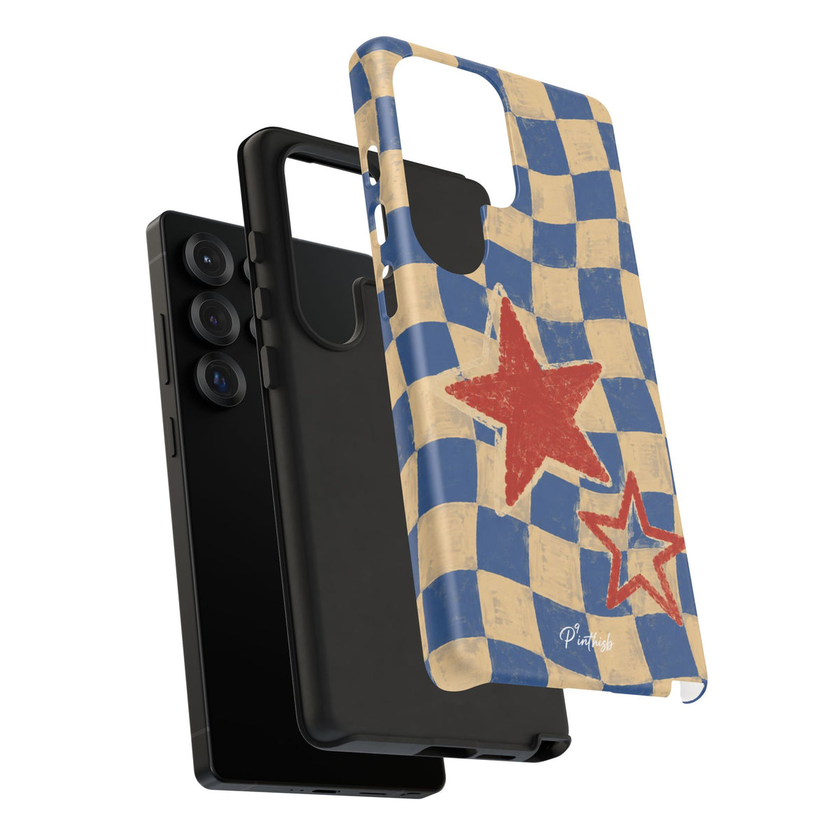 Blue & Cream Retro Star Phone Case