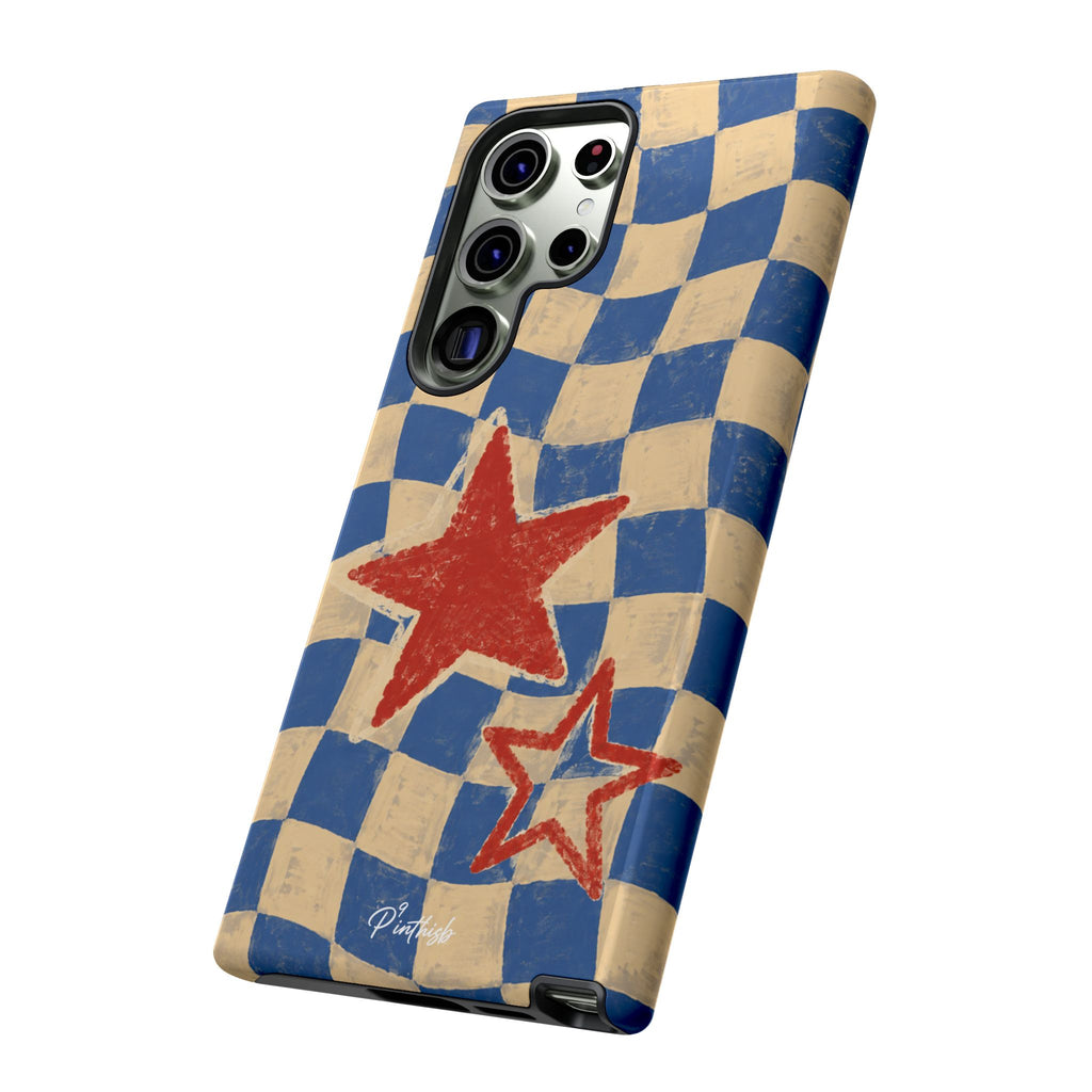 Blue & Cream Retro Star Phone Case