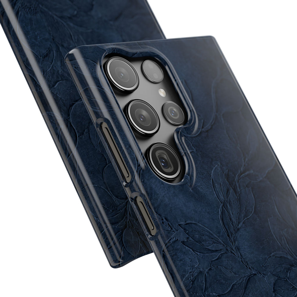 Navy Floral Textured Snap Case