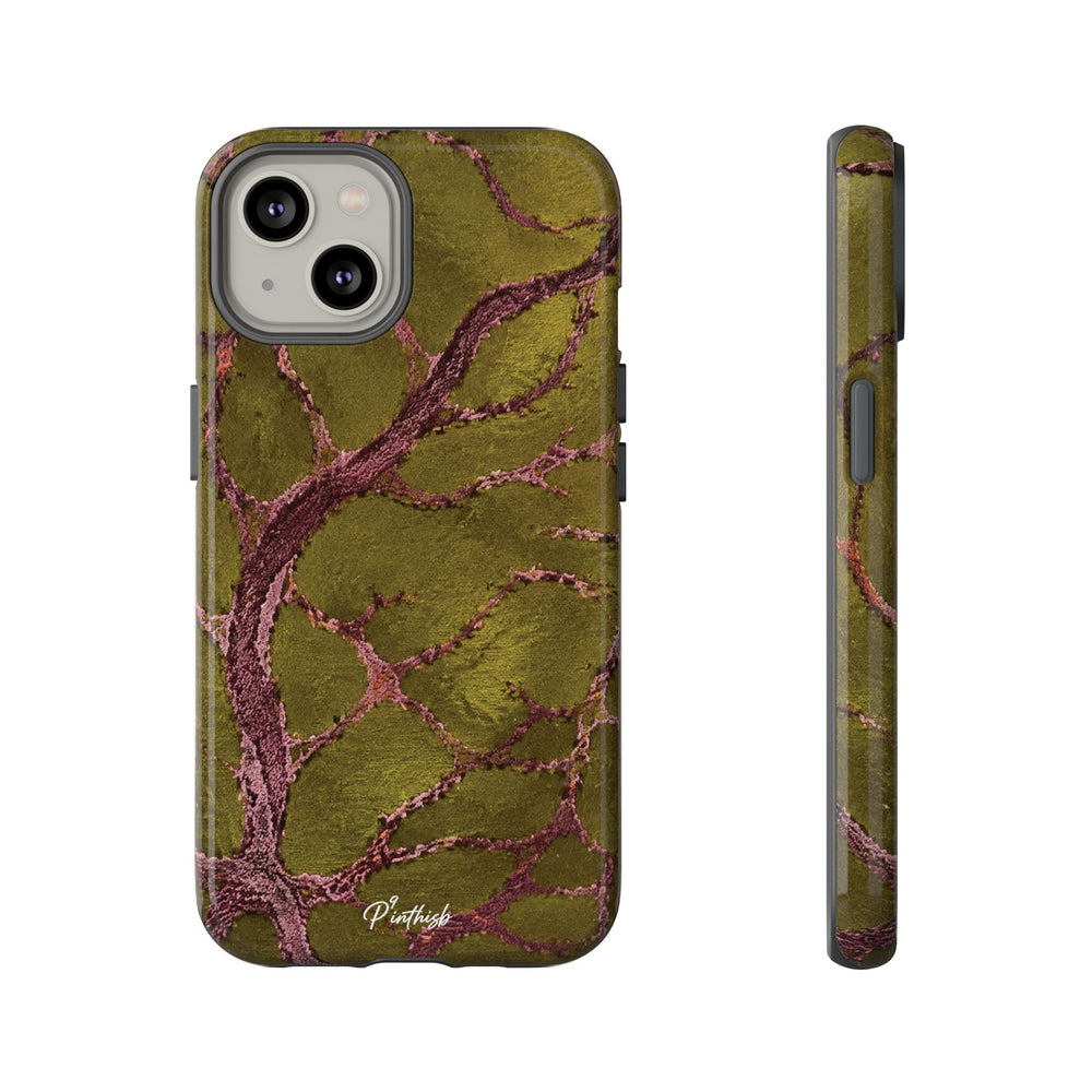Olive & Rose Gold Tree Pattern Phone Case