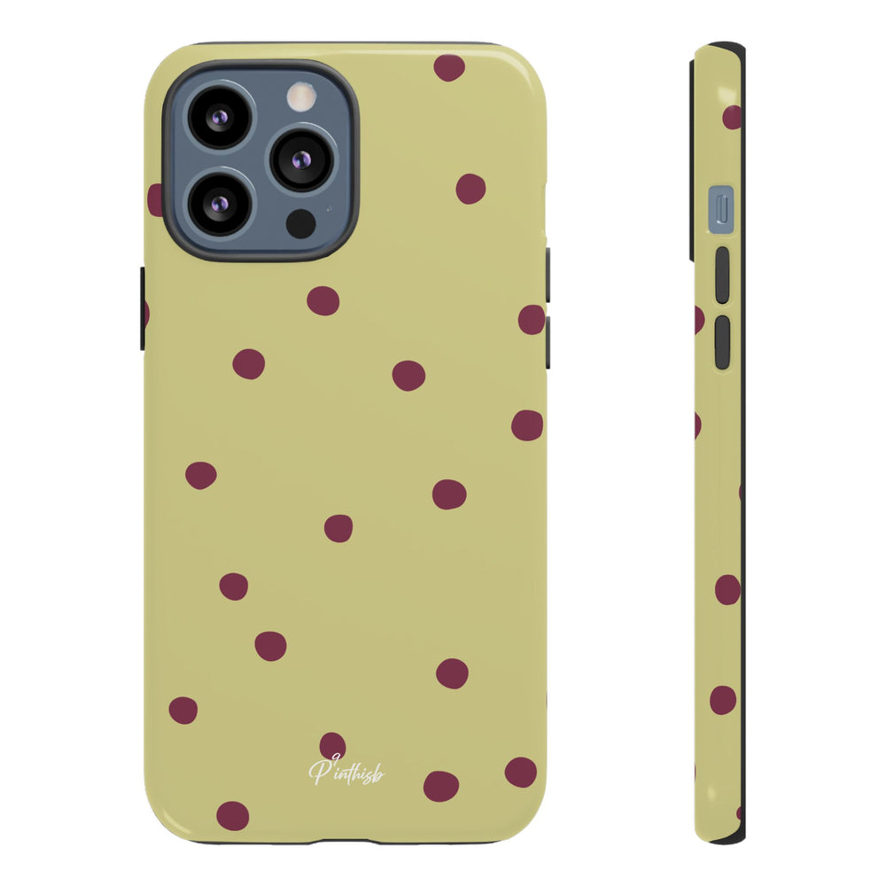 Yellow & Burgundy Polka Dot Tough Phone Case