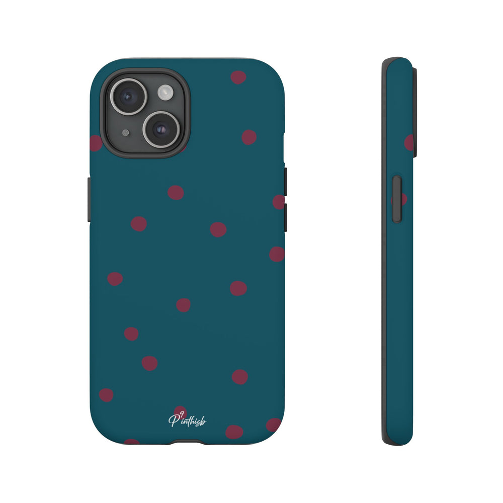 Teal & Burgundy Polka Dot Tough Phone Case