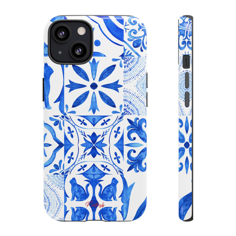 Blue Tile Pattern Tough Phone Case