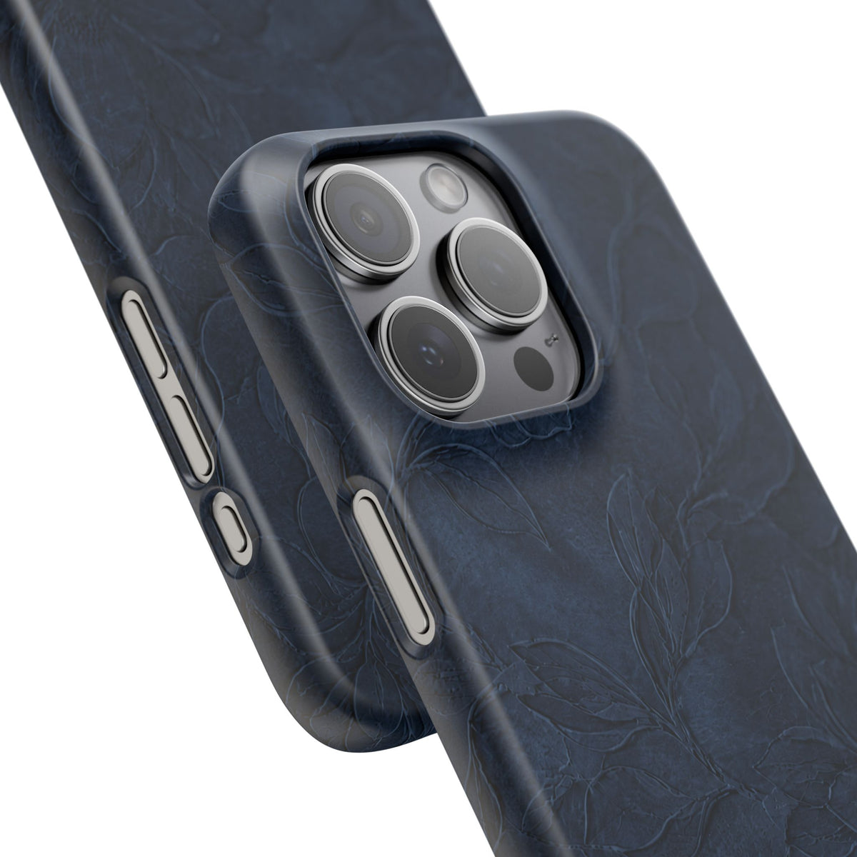 Navy Floral Textured Snap Case