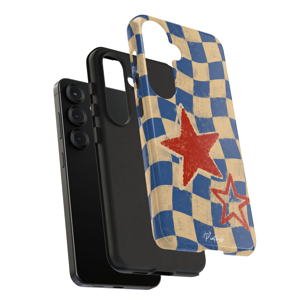 Blue & Cream Retro Star Phone Case