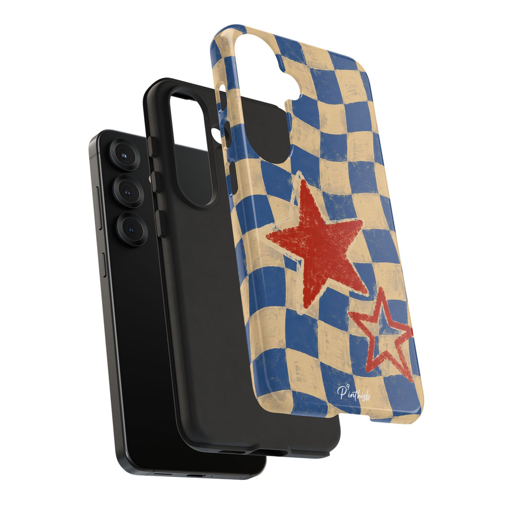 Blue & Cream Retro Star Phone Case