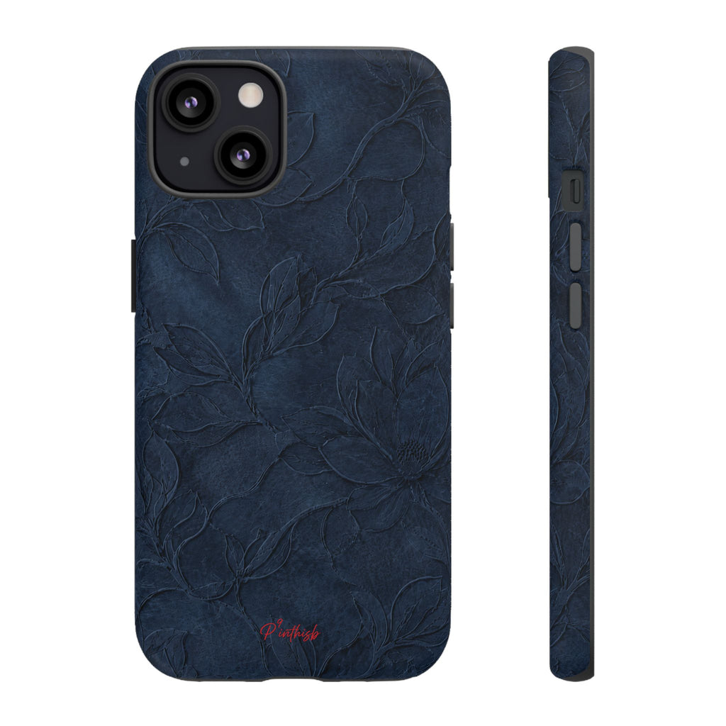 Navy Floral Textured Tough Case
