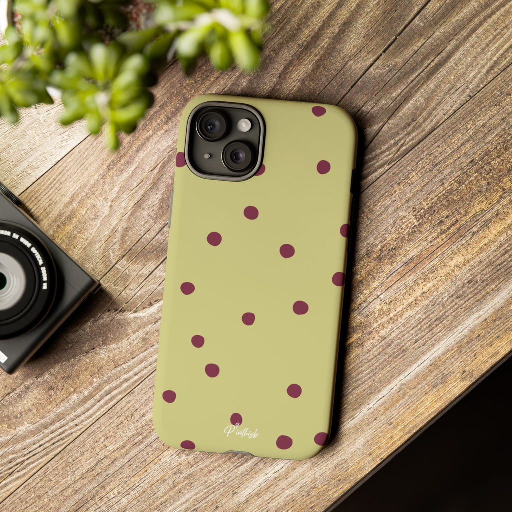 Yellow & Burgundy Polka Dot Tough Phone Case