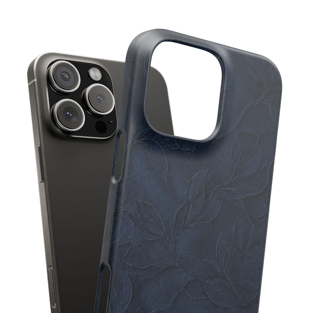 Navy Floral Textured Snap Case