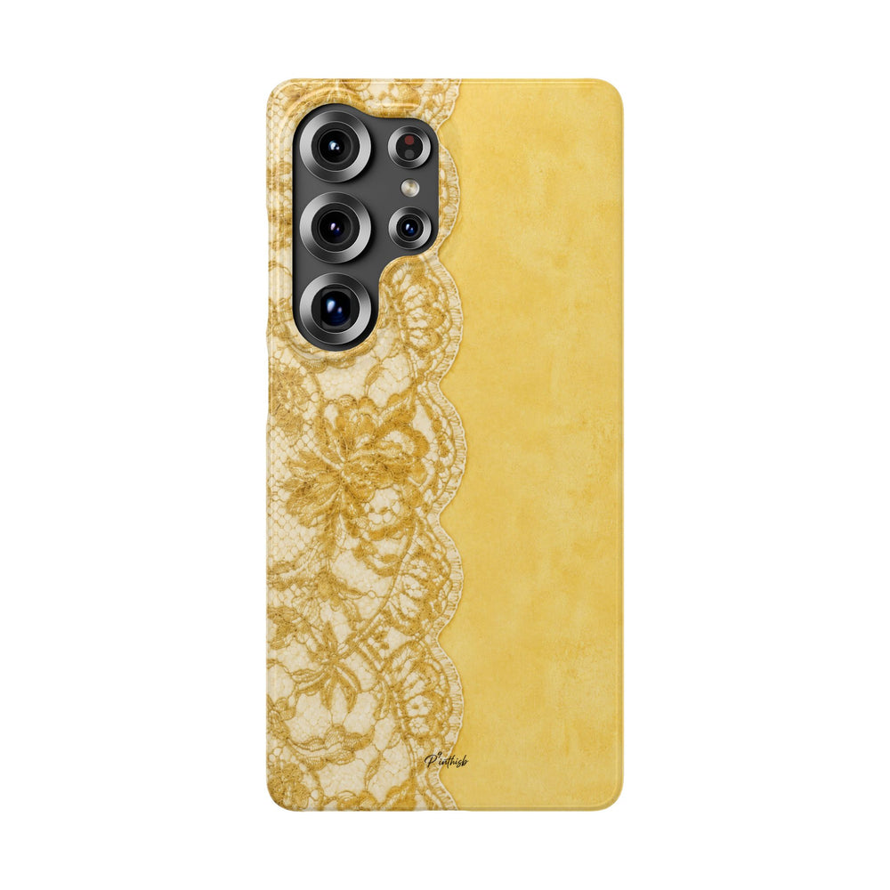 Yellow Vintage Lace Snap Case