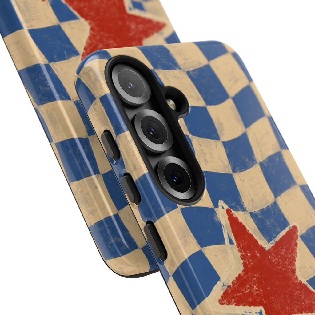 Blue & Cream Retro Star Phone Case