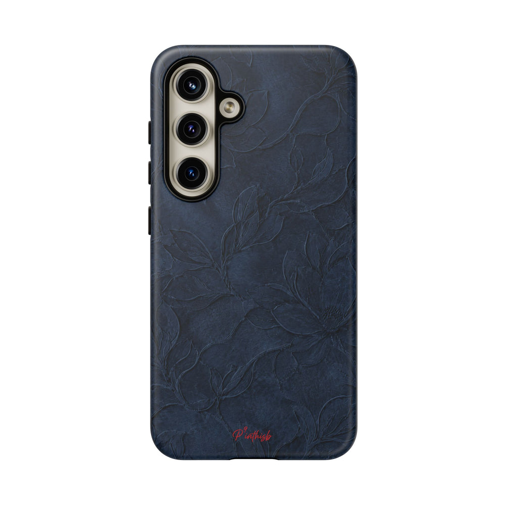 Navy Floral Textured Tough Case