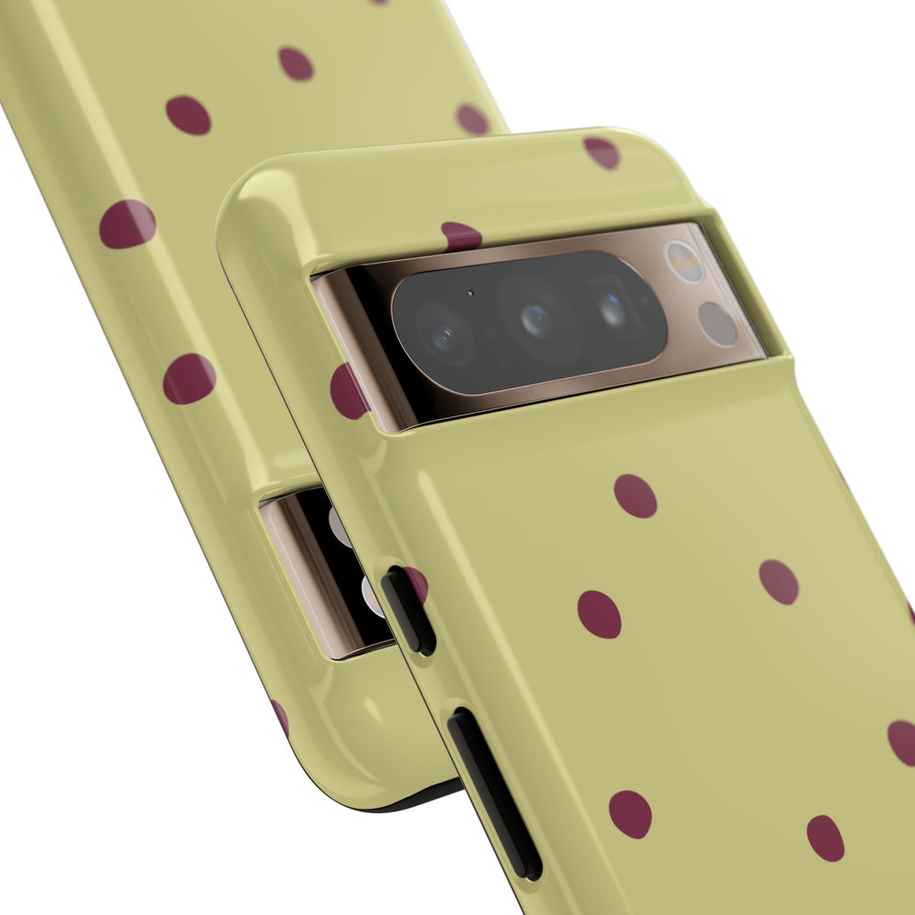 Yellow & Burgundy Polka Dot Tough Phone Case