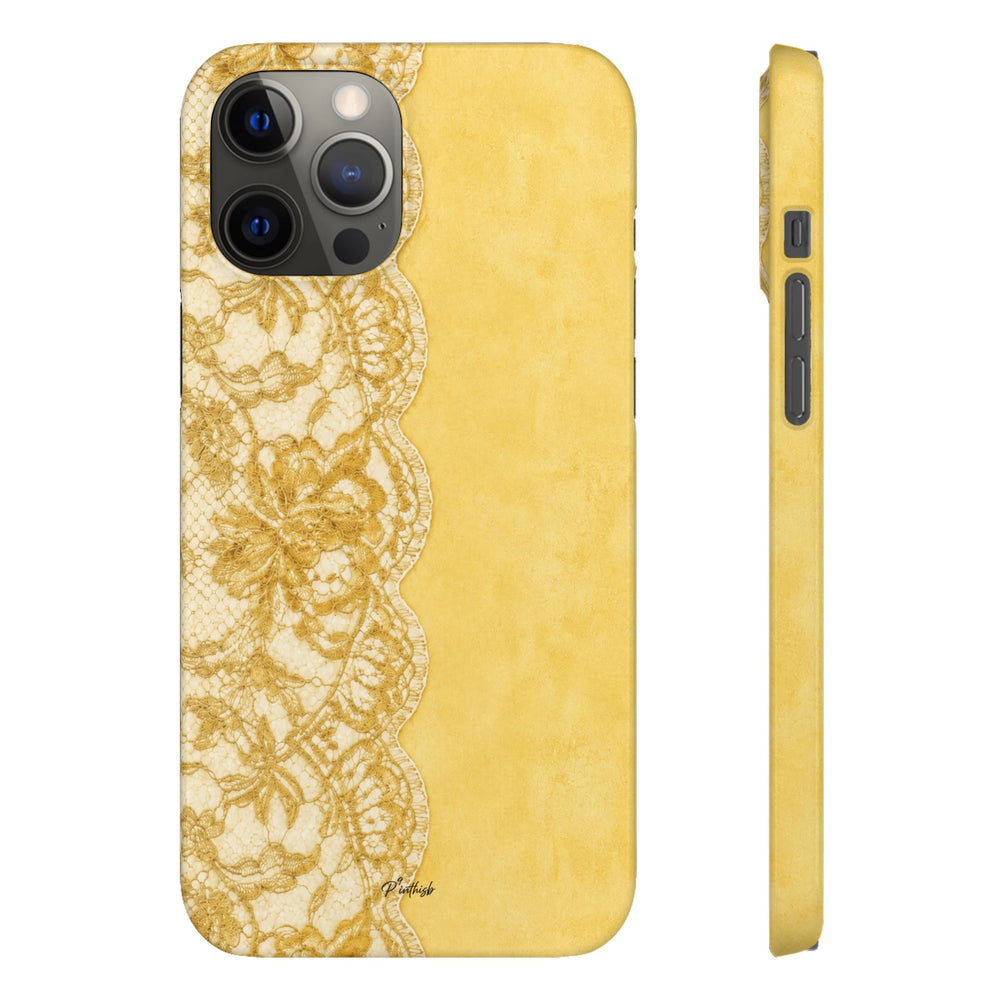 Yellow Vintage Lace Snap Case