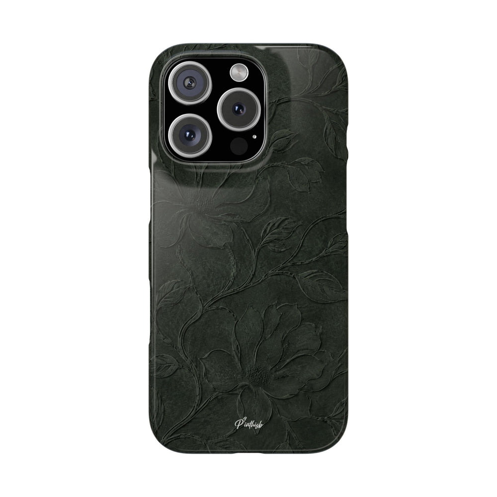 Dark Olive Floral Texture Snap Case