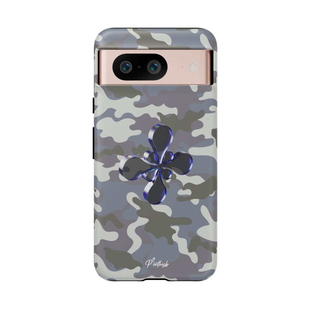 Camouflage with Blue Metallic Clover Tough Case
