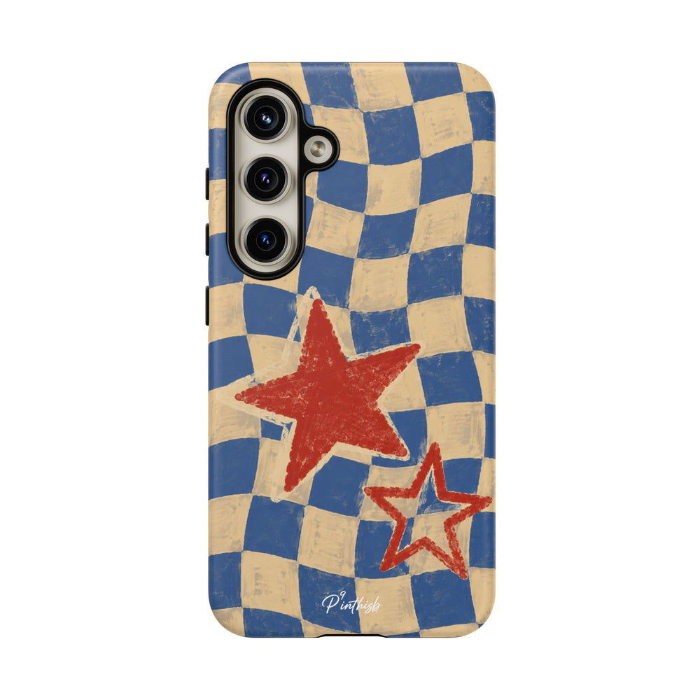 Blue & Cream Retro Star Phone Case