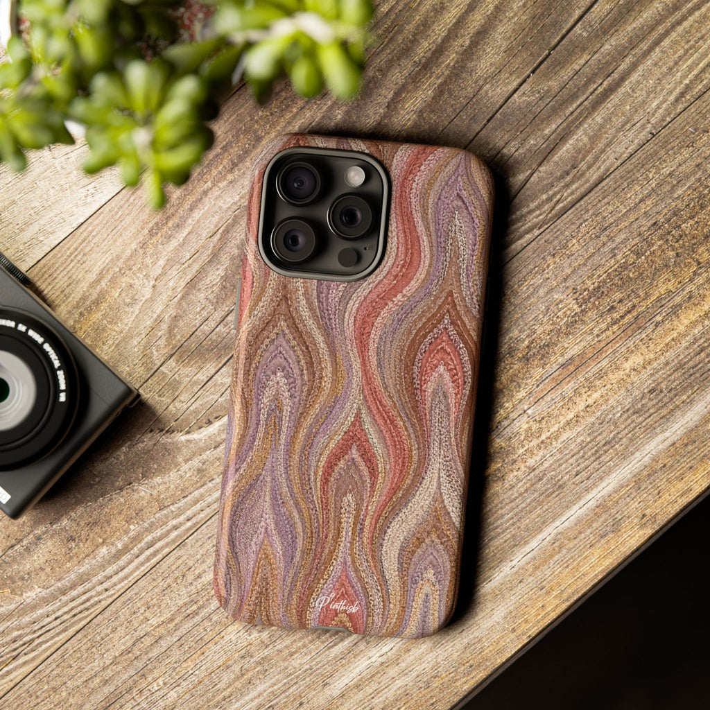 Wavy Peach & Mauve Tough Case