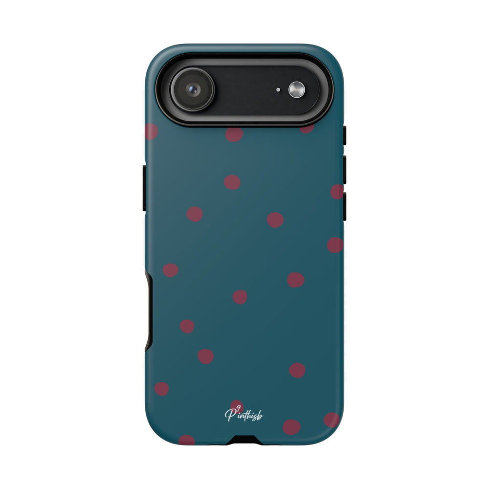 Teal & Burgundy Polka Dot Tough Phone Case
