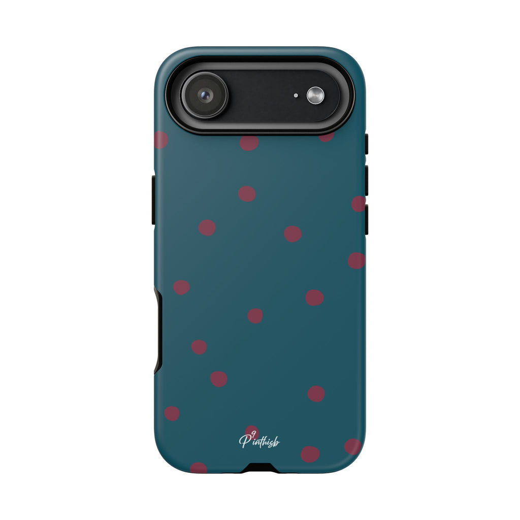 Teal & Burgundy Polka Dot Tough Phone Case
