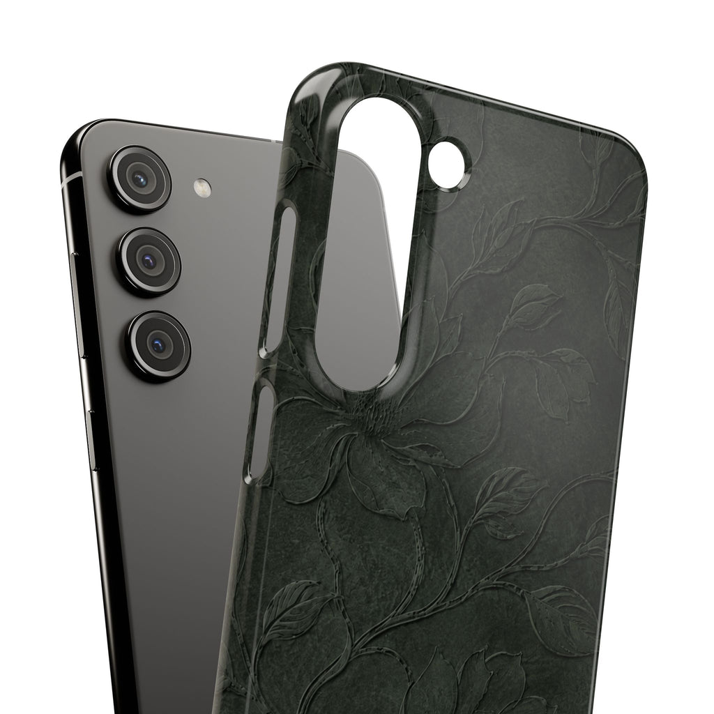 Dark Olive Floral Texture Snap Case