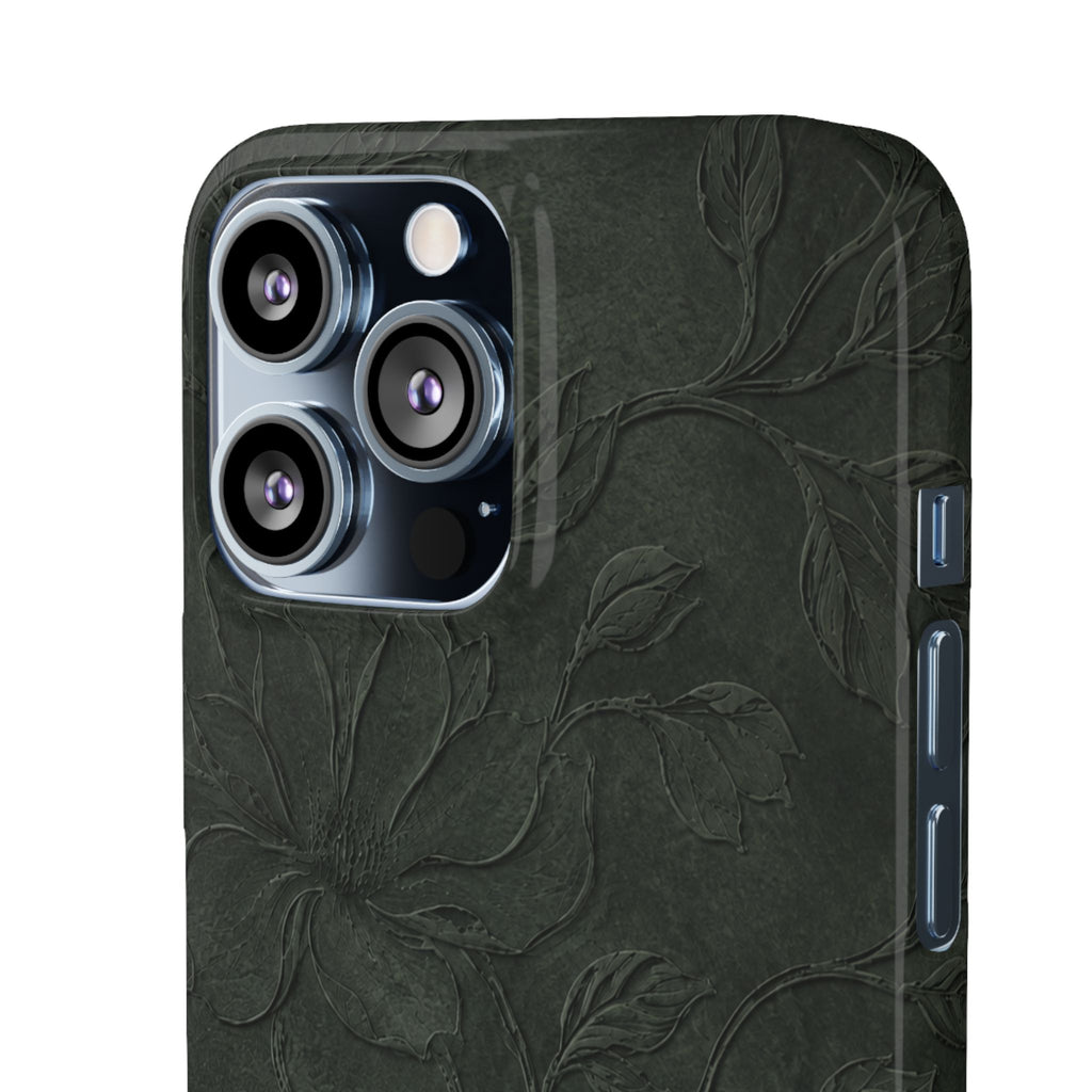 Dark Olive Floral Texture Snap Case