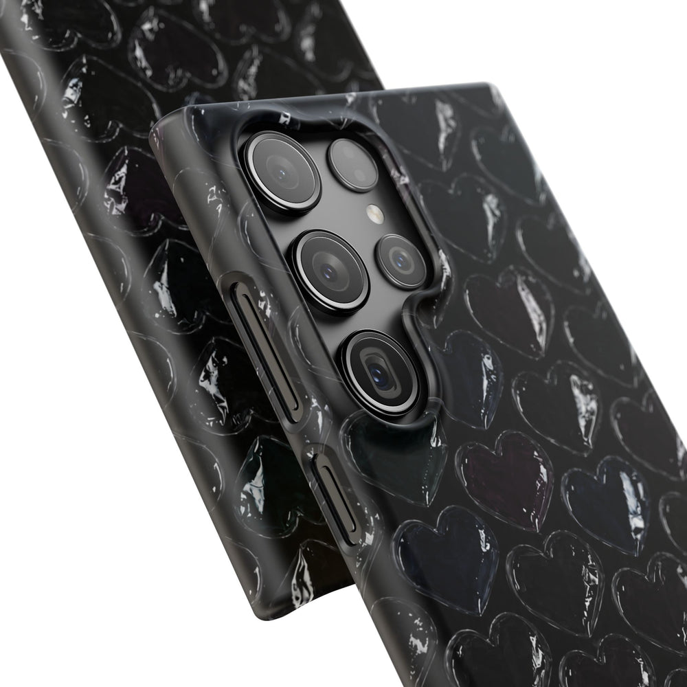 Black Pop Hearts Snap Case