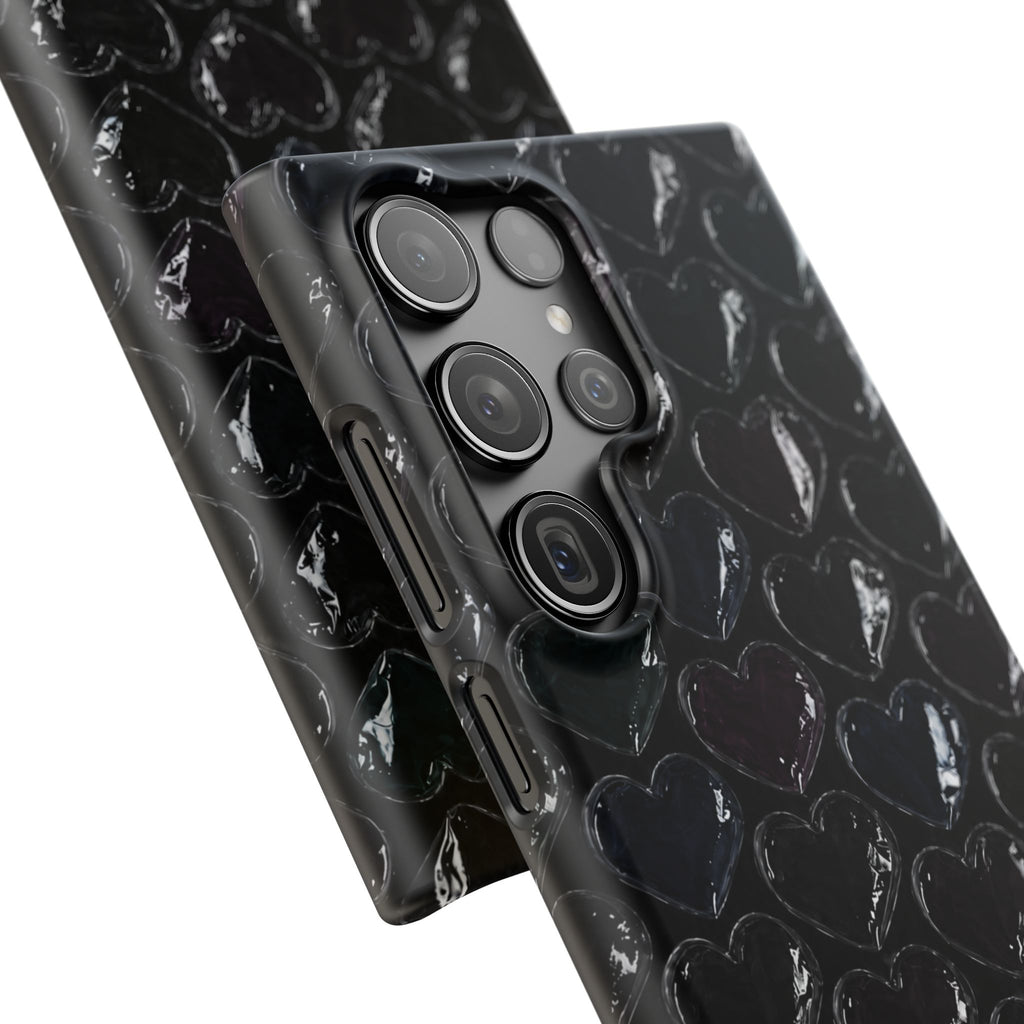 Black Pop Hearts Snap Case