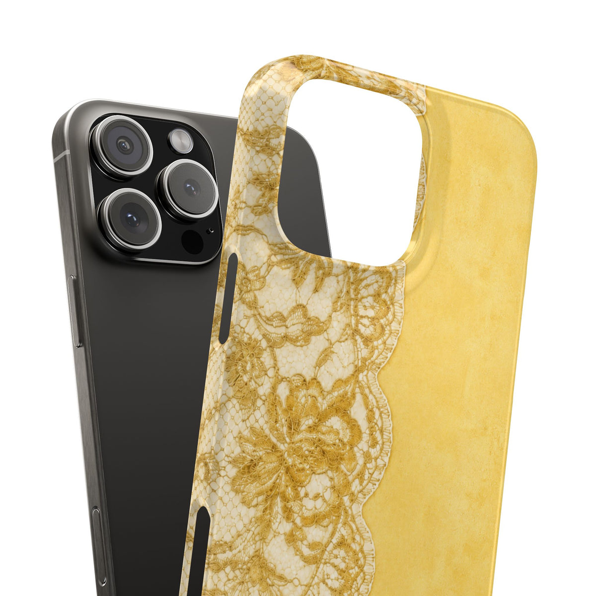 Yellow Vintage Lace Snap Case