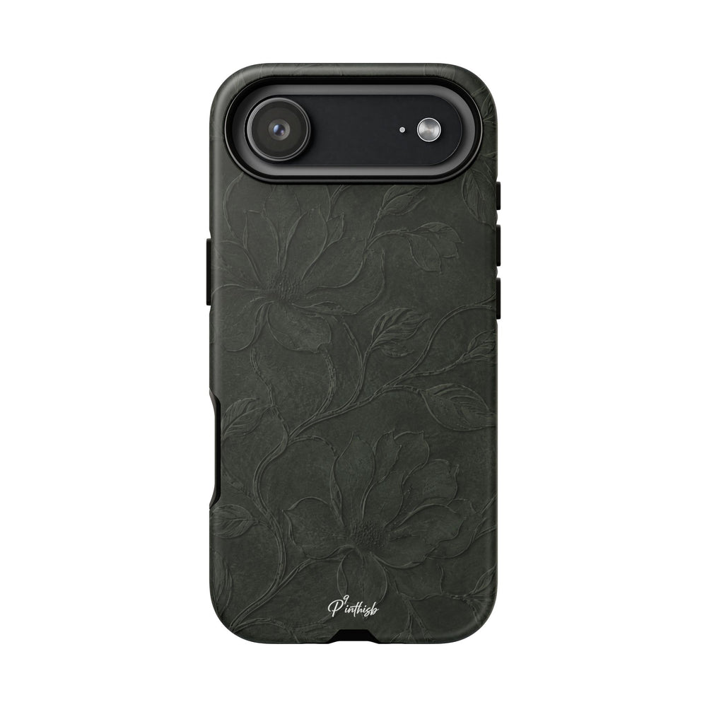 Dark Olive Floral Texture Tough Case