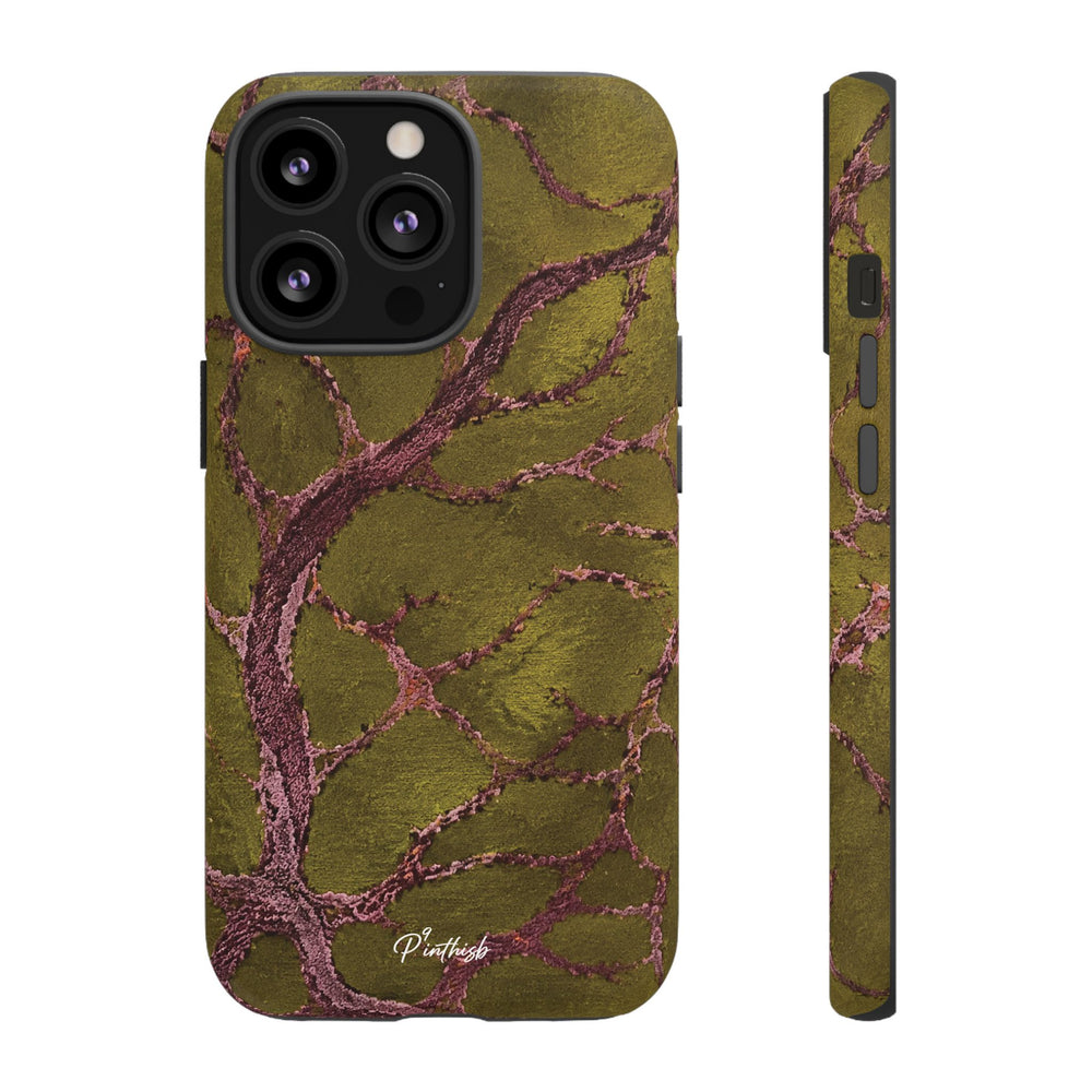 Olive & Rose Gold Tree Pattern Phone Case