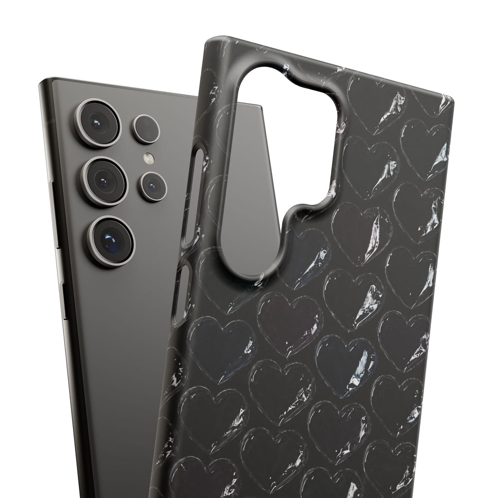Black Pop Hearts Snap Case