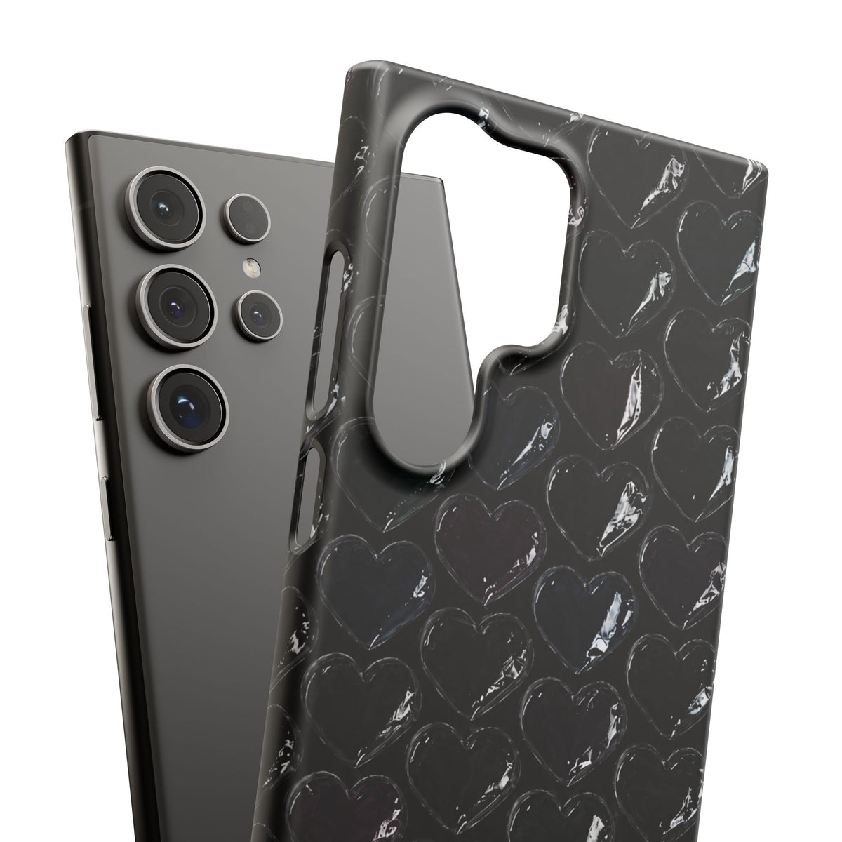 Black Pop Hearts Snap Case