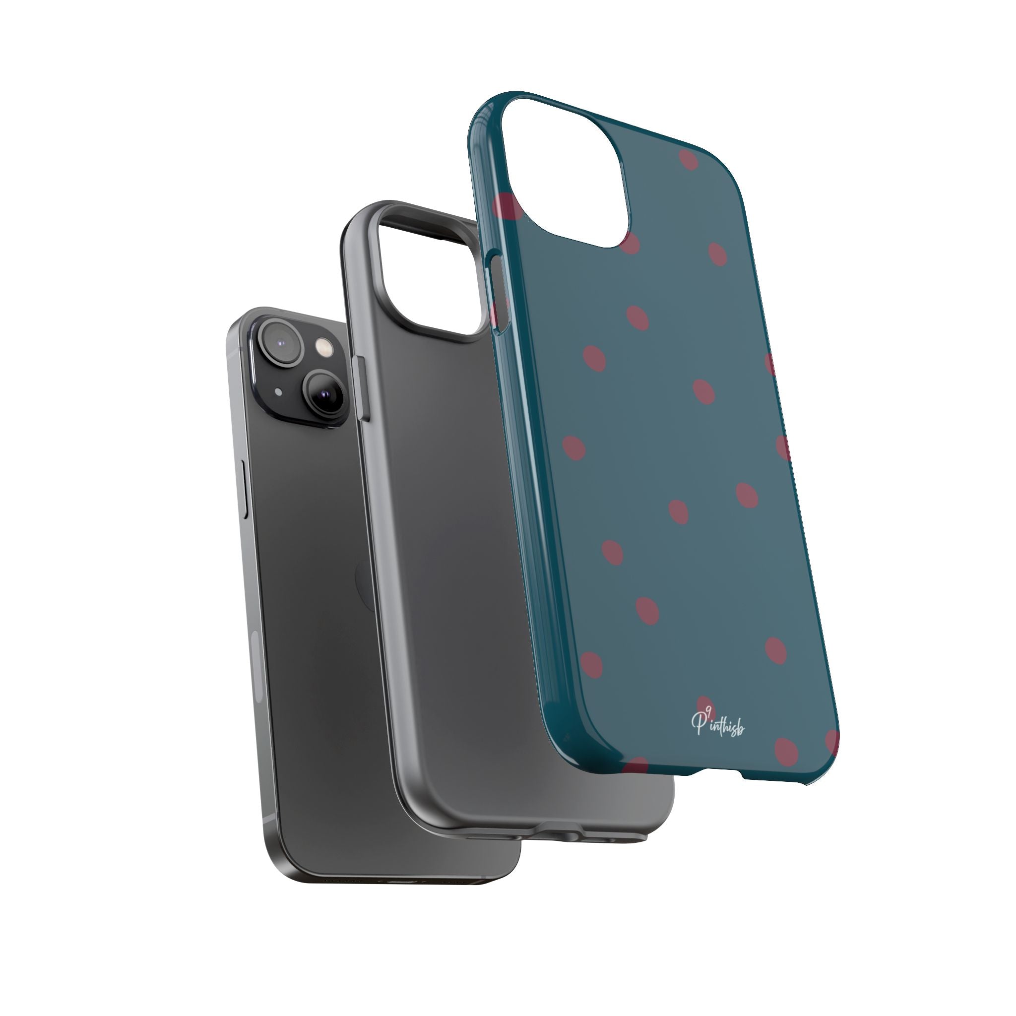 Teal & Burgundy Polka Dot Tough Phone Case