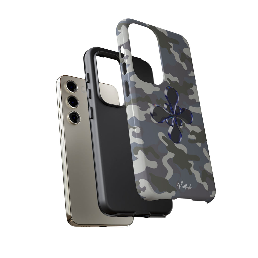 Camouflage with Blue Metallic Clover Tough Case