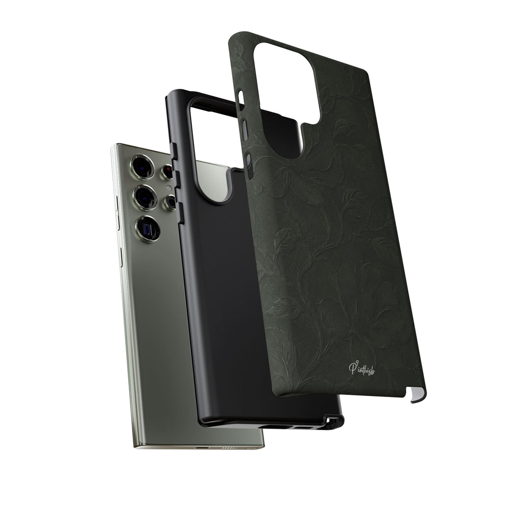 Dark Olive Floral Texture Tough Case