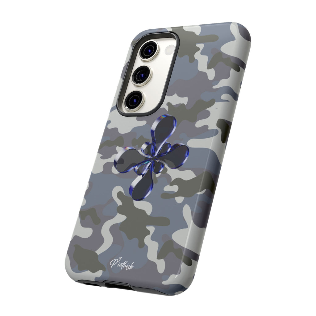 Camouflage with Blue Metallic Clover Tough Case