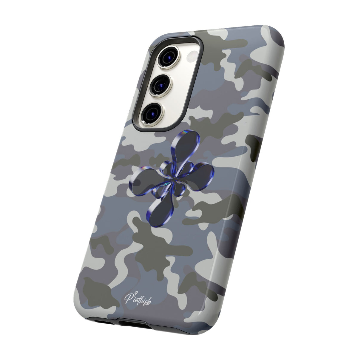 Camouflage with Blue Metallic Clover Tough Case