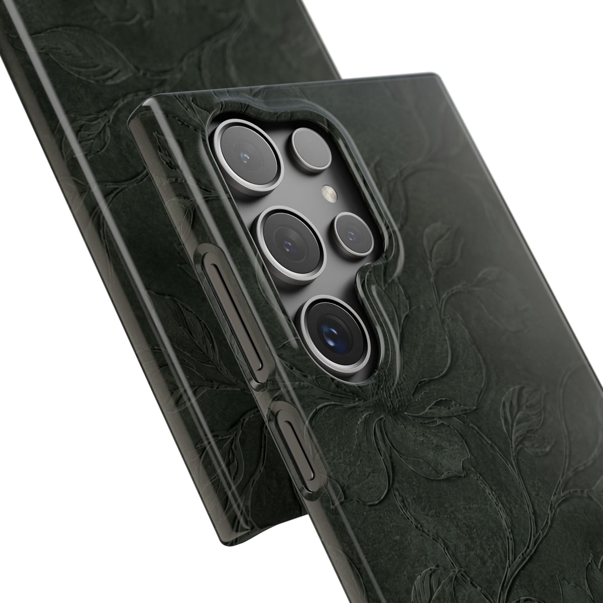 Dark Olive Floral Texture Snap Case