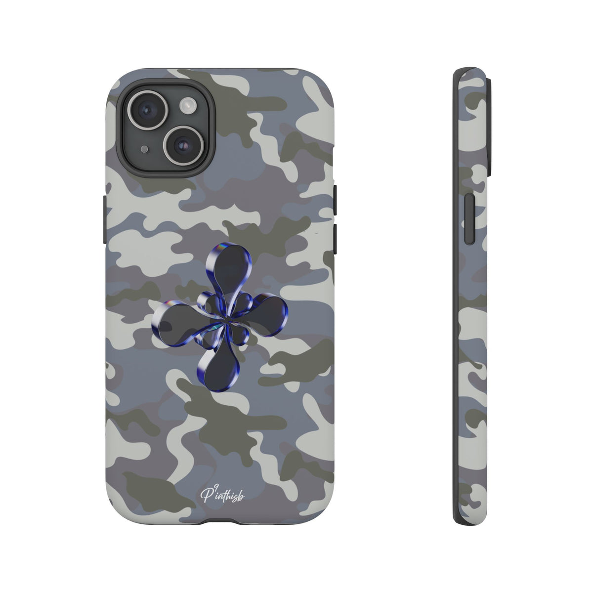 Camouflage with Blue Metallic Clover Tough Case