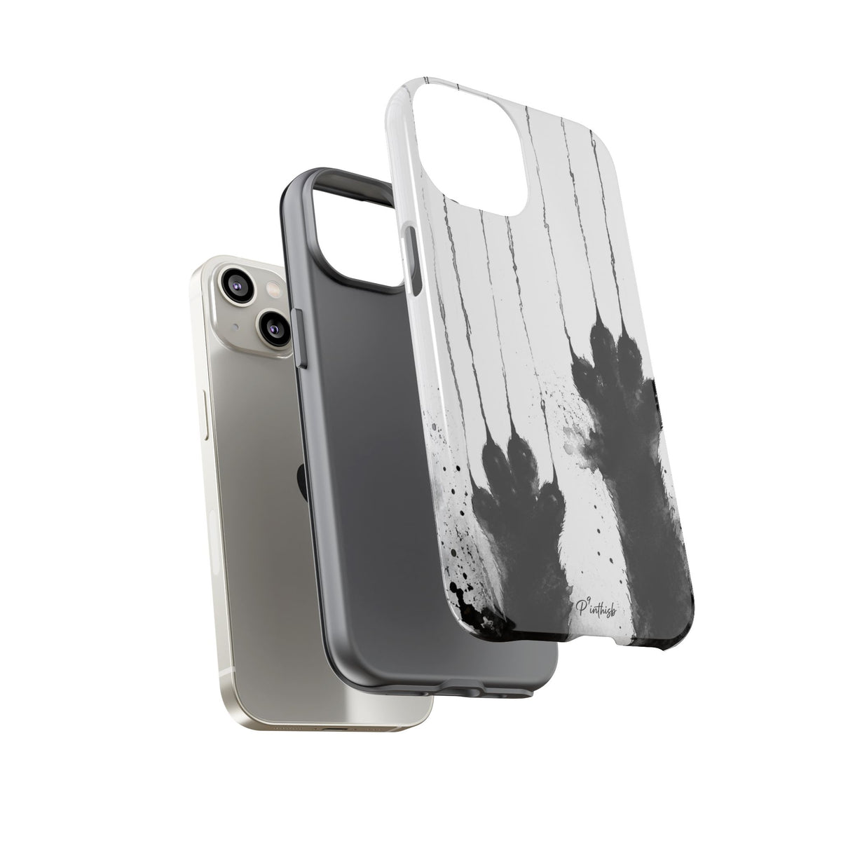 Black Ink Paw Print Tough Case