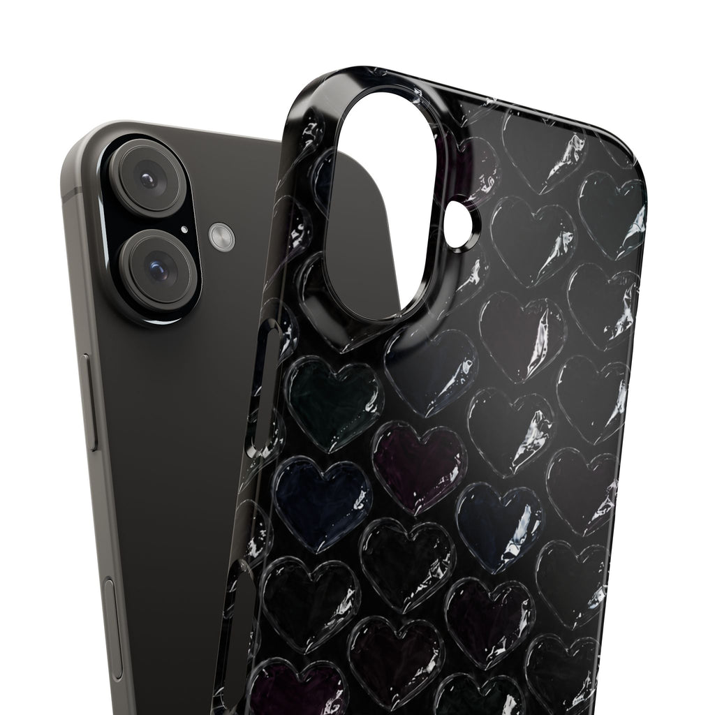 Black Pop Hearts Snap Case