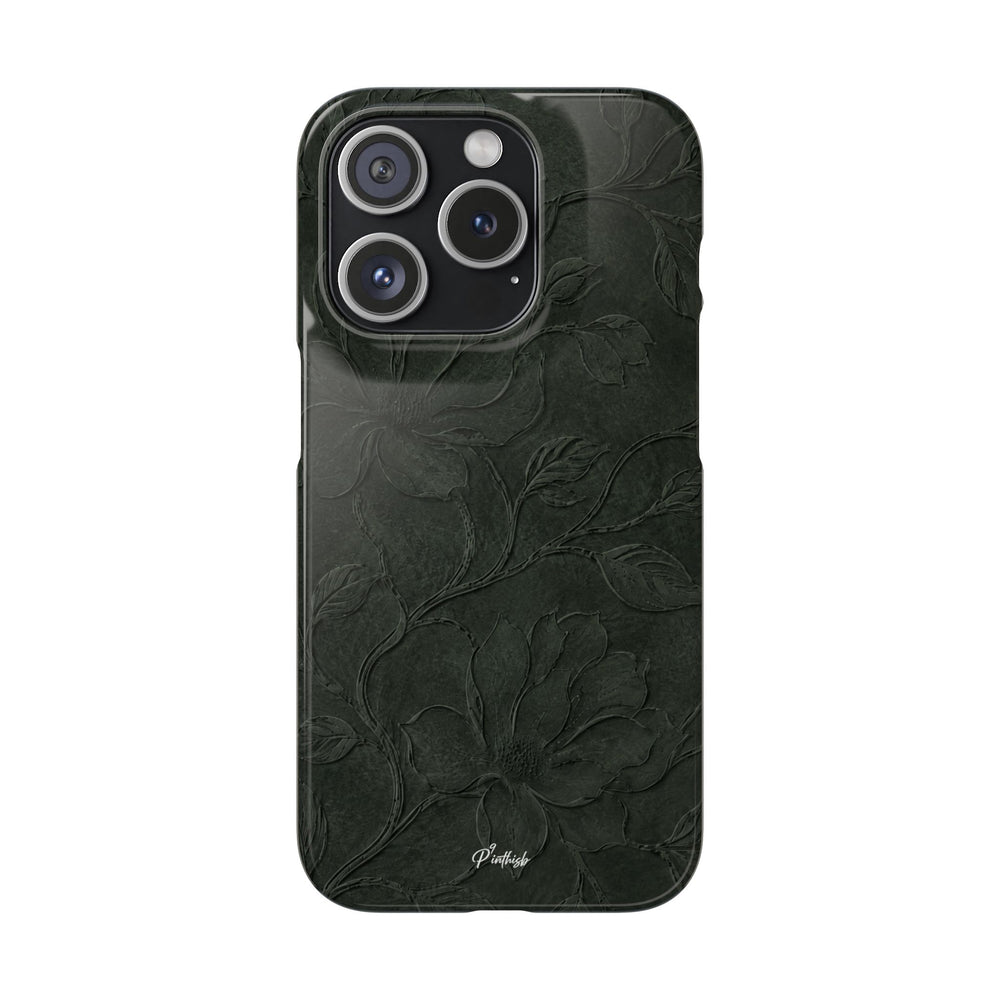 Dark Olive Floral Texture Snap Case